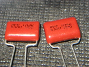 Condensadores DC .1UF 630 voltios, fabricados por RFE, cantidad de 2 - Imagen 1 de 5