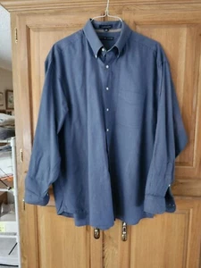 Tommy Hilfiger Men's Button Down Shirt Houndstooth Dk Blue Size 17 - Picture 1 of 9