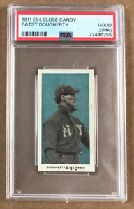1911 E94 Close Candy Baseball Patsy Dougherty Blue Background PSA 2 MK Mark card