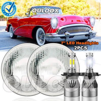For Buick Skylark 1975-1979 Pair 7" inch Round LED Headlights DRL High Low Beam Foto 1 de 4