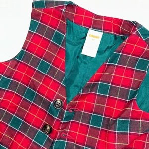 Gymboree Boys 4T Vest Christmas Tartan Plaid Red Green Holiday - Picture 1 of 8