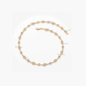 Unique SI Clarity Natural Diamonds In Solid 14k Gold Milgrain Bracelet Jewelry - Picture 1 of 2