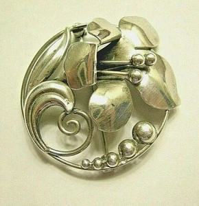 Vintage Sterlingsilber CARL ART signiert Floral Trompete Rebe Brosche Anstecknadel - Bild 1 von 5