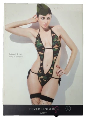 Sexy Ejército Día de San Valentín Grande 16-18 Disfraz Camuflaje Militar Body y Sombrero Foto 1 de 4