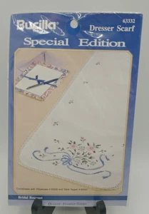 Bucilla Vintage Stamped Scarf Cross Stitch Kit 63332 Bridal Bouquet - Picture 1 of 3