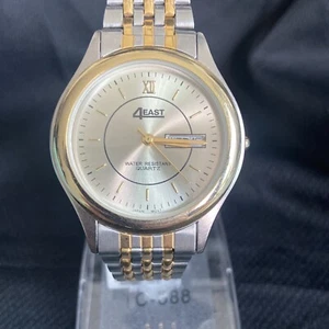 4east 4 East Mens Watch Day Date Indicators Gold Silver Quartz Works 36mm - Picture 1 of 24