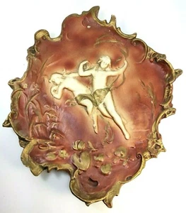 Chalkware Nymphs Art Nouveau Wall Plaque French Paris Apartment Dancers Vintage  - Picture 1 of 6