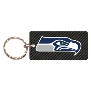 SEATTLE SEAHAWKS CARBON RECTANGLE ACRYLIC KEY RING NEW WINCRAFT - Picture 1 of 1