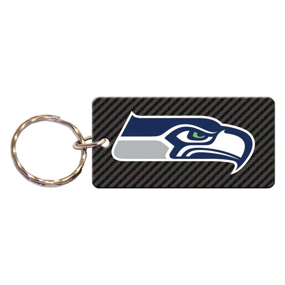 SEATTLE SEAHAWKS CARBON RECTANGLE ACRYLIC KEY RING NEW WINCRAFT - Image 1 of 1