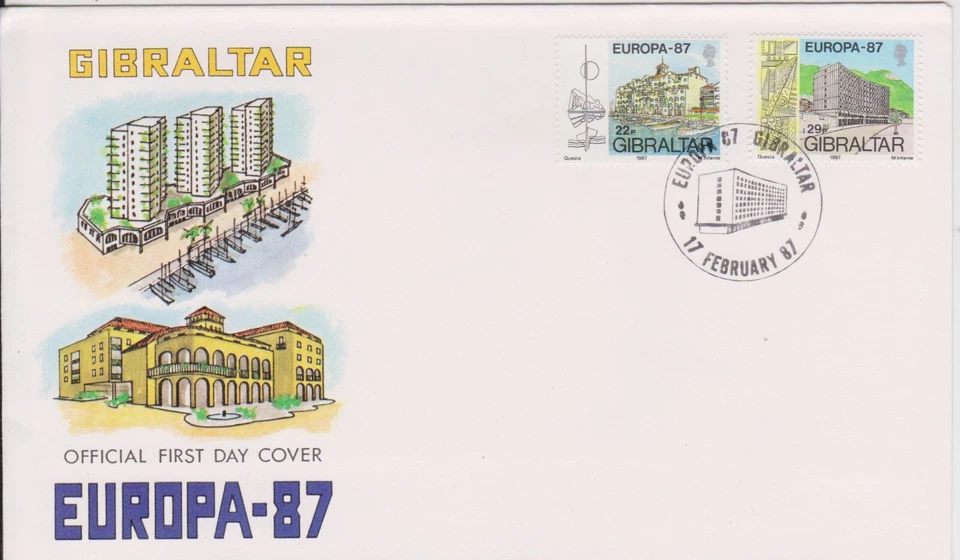 GB - GIBRALTAR 1987 New Architecture of Gibraltar/Europa '87 SG 563-564 FDC - Image 1 of 1