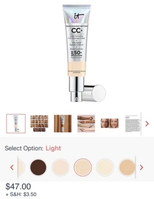 IT COSMETICS -CC + COLOR CORRECTING CREAM SPF 50 Medium 1.08 OZ New - Image 1 of 4