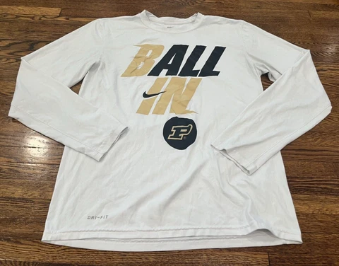 Purdue Boilermakers Shirt Nike Dri-Fit Basketball Ballin Long Sleeve NCAA Men M Cover