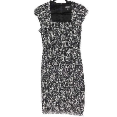 Vestido Adrianna Papell Talla 8 Negro Blanco Funda Bodycon Volantes Nuevo sin Etiquetas Foto 1 de 4