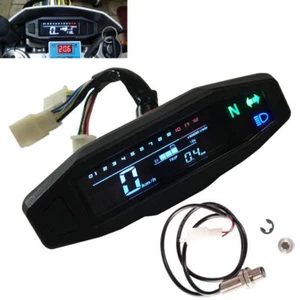 LCD Digital Motorcycle Multi Gauge Bar Speedometer Odo Tachometer Gear Indicator - Picture 1 of 12