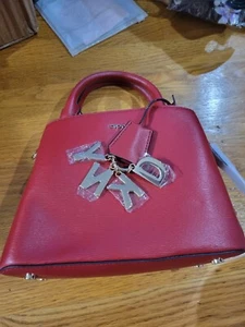 GENUINE LEATHER --- DKNY Womens Paige Small Leather Satchel---RED - Picture 1 of 6