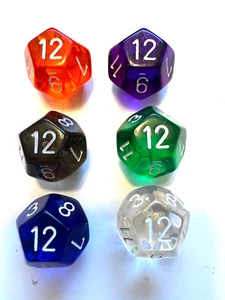 6 Assorted Pieces of acrylic 12 sided dice - Bild 1 von 1
