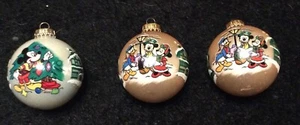 Disney Mickey Unlimited Christmas By Krebs Glass Ornaments Set of 3 Mickey Mouse - Picture 1 of 9
