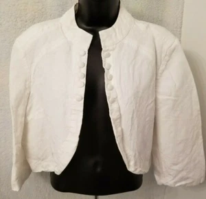 Ashley Stewart Womens Blazer Jacket Size 12W 12 White Linen - Picture 1 of 5