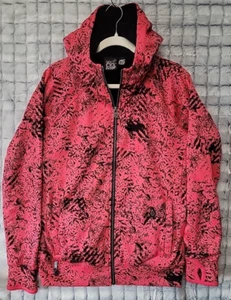 Volcom Pink & Black Wolfstripe Fleece Lined Hoodie Women's XL Colorful Gorpcore - Picture 1 of 6
