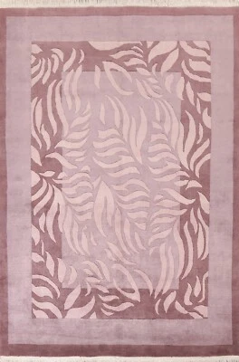 Nature Print Nepalese Oriental Area Rug Hand-knotted Wool Home Decor 8x10 Carpet - Image 1 of 4