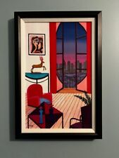 Fanch Ledan "Balcony Over Manhattan" hand signed & framed Giclee on Canvas COA