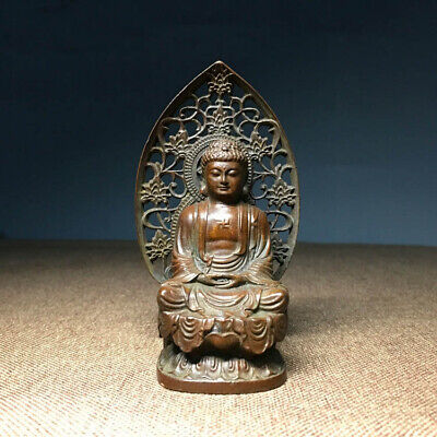 Antique Carved Buddhism Vintage Bronze Sakyamuni Buddha Godness Kwan-yin Statue • 19.49£