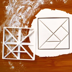 Square Tangram cookie cutter mathematics dissection puzzle math geometry biscuit - Picture 1 of 4