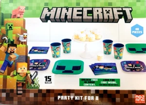 Minecraft Birthday Party Kits for 8 Guests 40 Pcs Total Plates, Napkins, Cups - Picture 1 of 11