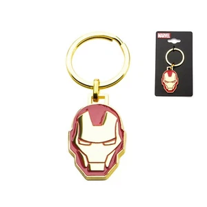 Llavero de acero inoxidable chapado en oro con cabeza de Iron Man de metal Marvel - Imagen 1 de 3