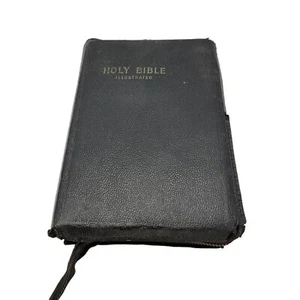 KJV Heilige Bibel illustriert Reißverschluss Welt Verlag Vintage schwarz 7"x5" LESEN - Bild 1 von 12