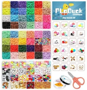 12000 Pcs Clay Flat Beads, DIY Jewelry Making Bracelets Necklace Kit - Picture 1 of 7