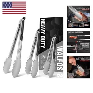 Food Grade Stainless Steel Kitchen Tongs for Cooking,BBQ - 7 ,9 and 12 Inch,S... - Picture 1 of 9
