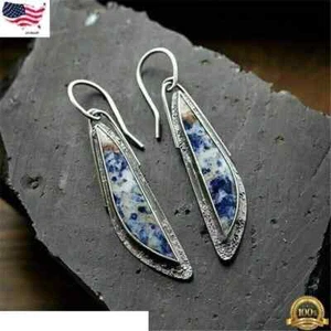 Vintage 925 Silver Women Ear Hook Earrings Drop Dangle Wedding Jewelry Gifts - Picture 1 of 1
