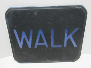 VINTAGE GLASS "WALK" PEDESTRIAN TRAFFIC STREET SIGN LENS WHITE LIGHT - Picture 1 of 2