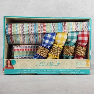 Pioneer Woman Chunky Stripe Table Linens 13 Piece Set Napkins Checkered Picnic - Picture 1 of 12