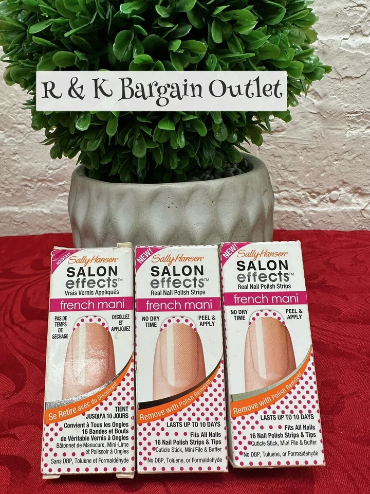 3 tiras de esmalte Sally Hansen efeitos de salão 006 bolinhas festa mani francesa - Imagem 1 de 1