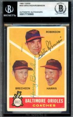 Harry Brecheen Eddie Robinson Beckett BAS Signed 1960 Topps Autograph - Image 1 of 2