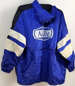 VTG Nike Jacket Mens XXL Football USA Soccer Warmup Hooded Coat Windbreaker Blue - Picture 1 of 17