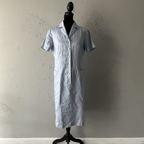 Abito camicia midi Burberry London vintage blu chiaro colletto con bottoni taglia 40