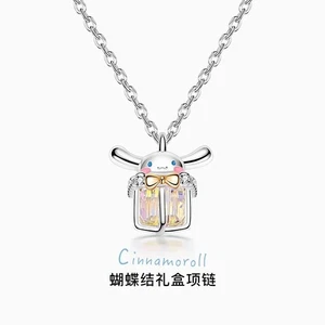 Cartoon Cinnamoroll Halskette S925 Silber Halsketten Schleife Anhänger Geburtstagsgeschenk - Bild 1 von 10