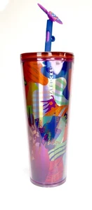 Starbucks Butterfly Straw Topper Tumbler Iridescent Print Venti Cold Cup 24oz - Bild 1 von 6