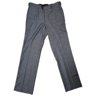 Pantalones de vestir a cuadros grises Saddlebred para hombre 33x32 negocios informales carrera (G) Foto 1 de 4