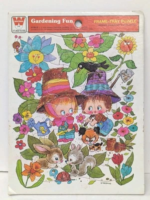 Rompecabezas de bandeja divertida de jardinería Whitman 1974 vintage para niños - Giordano  Foto 1 de 3