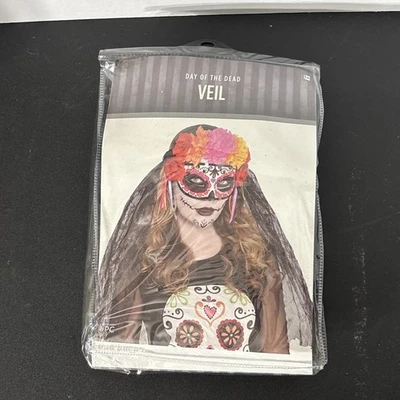 Day Of The Dead Costume Accessory Adult Skelton Bride Costume Veil - Image 1 of 3