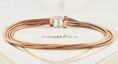 Nuevo Genuino Pandora Oro Rosa Reflejos Multi Serpiente Cadena Pulsera 588782C00-17 Foto 1 de 4