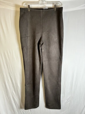 Calça Marla Wynne tamanho 12 clássica outono grampo marrom elástico cintura alta camurça sintética - Imagem 1 de 4