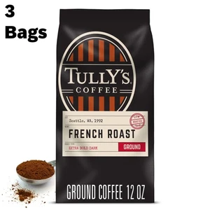 Tully's Coffee French Roast, café molido, tostado oscuro, en bolsa 12 oz (paquete de 3) - Imagen 1 de 6