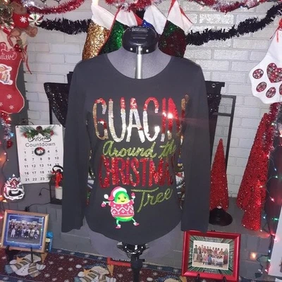 Christmas Justice Guacin Around The Christmas Tree Sequin Top - Size: 14/16 - Image 1 of 4