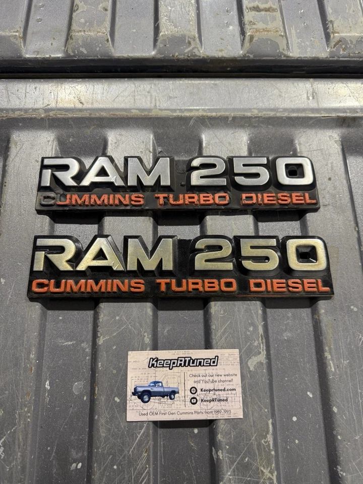1992 1993 Dodge Ram 250 Cummins Turbo Diesel Fender Emblem Badge OEM Pair D250 - Image 1 of 1