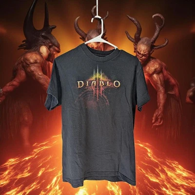 2012 Vintage Blizzard Diablo III Black Graphic T-Shirt Medium video game satan - Image 1 of 4